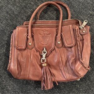 Cettu Italian Brown Leather Satchel with Tassel